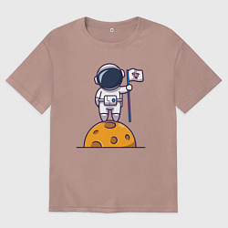 Футболка оверсайз мужская Космонавтик на луне, цвет: пыльно-розовый