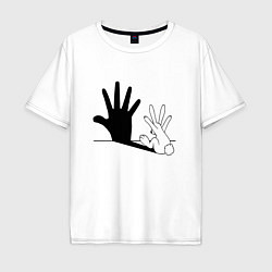 Мужская футболка оверсайз Заяц показывает руку