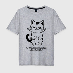 Мужская футболка оверсайз MoMo - ты не хочешь меня понять кот