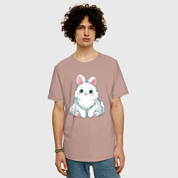 Футболка оверсайз мужская Пушистый аниме кролик, цвет: пыльно-розовый — фото 2