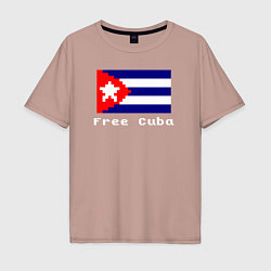 Футболка оверсайз мужская Free Cuba, цвет: пыльно-розовый