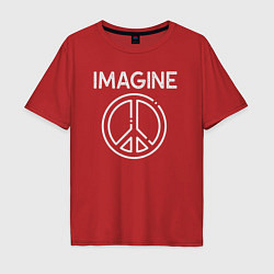 Футболка оверсайз мужская Imagine peace, цвет: красный