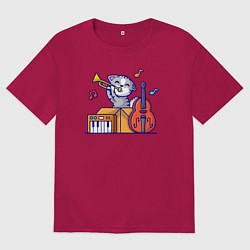 Мужская футболка оверсайз Джазовый котик