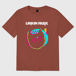 Футболка оверсайз мужская Linkin Park rock star cat, цвет: кирпичный