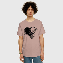 Футболка оверсайз мужская Сердце череп крест, цвет: пыльно-розовый — фото 2