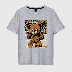 Мужская футболка оверсайз Плюшевый медвежонок грустный