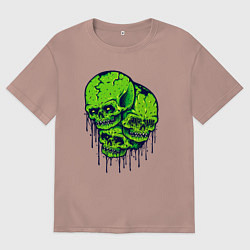 Мужская футболка оверсайз Зелёные черепушки