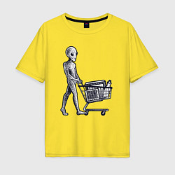 Мужская футболка оверсайз Пришелец с покупками