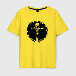 Футболка оверсайз мужская Крест в круге фактурный, цвет: желтый