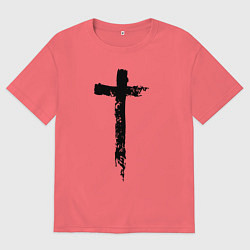 Мужская футболка оверсайз Крест простой графика