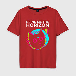 Футболка оверсайз мужская Bring Me the Horizon rock star cat, цвет: красный