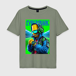 Футболка оверсайз мужская Cyber Bart Simpson - ai art fantasy, цвет: авокадо