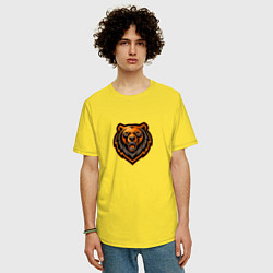 Футболка оверсайз мужская Векторный медведь, цвет: желтый — фото 2