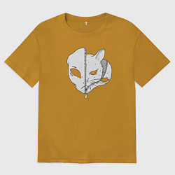 Мужская футболка оверсайз Кошка - инопланетянин