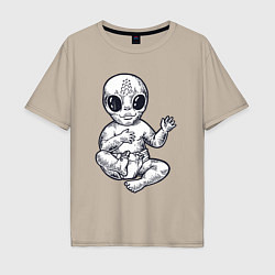 Футболка оверсайз мужская Baby alien, цвет: миндальный