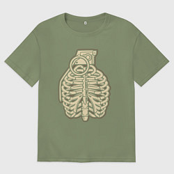 Мужская футболка оверсайз Скелет гранаты