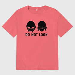 Мужская футболка оверсайз Черный пришелец - do not look