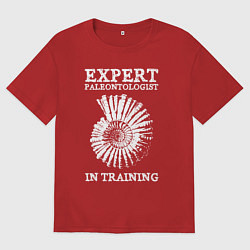 Футболка оверсайз мужская Эксперт палеонтолог на стажировке, цвет: красный