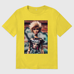 Футболка оверсайз мужская Punks not dead - Barbie ai art, цвет: желтый