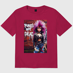 Футболка оверсайз мужская Punks not dead - cool Barbie ai art, цвет: маджента