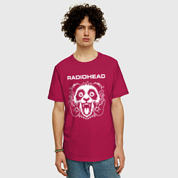 Футболка оверсайз мужская Radiohead rock panda, цвет: маджента — фото 2