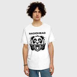 Футболка оверсайз мужская Radiohead - rock panda, цвет: белый — фото 2