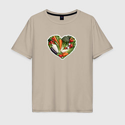 Мужская футболка оверсайз Сердце из овощей