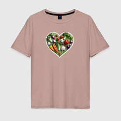 Мужская футболка оверсайз Сердце из овощей