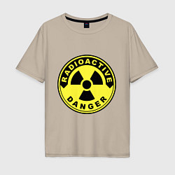 Футболка оверсайз мужская Danger radiation sign, цвет: миндальный