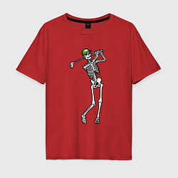 Мужская футболка оверсайз Golfing skeleton