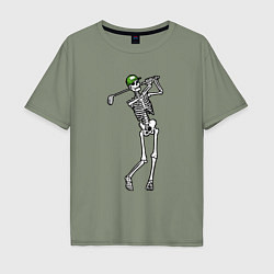 Мужская футболка оверсайз Golfing skeleton