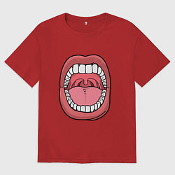 Футболка оверсайз мужская Открытый рот, цвет: красный