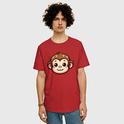 Футболка оверсайз мужская Мордочка обезьяны, цвет: красный — фото 2