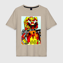Футболка оверсайз мужская Desondra2024 In Minecraft, цвет: миндальный