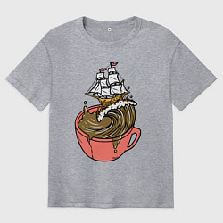 Мужская футболка оверсайз Кофейный корабль