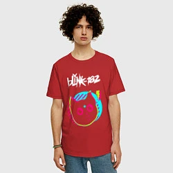 Футболка оверсайз мужская Blink 182 rock star cat, цвет: красный — фото 2