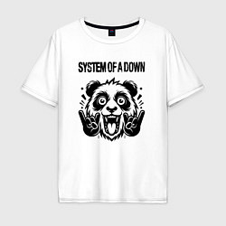 Футболка оверсайз мужская System of a Down - rock panda, цвет: белый