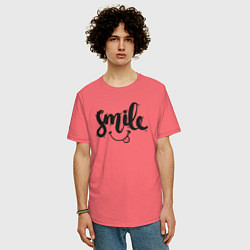 Футболка оверсайз мужская Funny smile, цвет: коралловый — фото 2