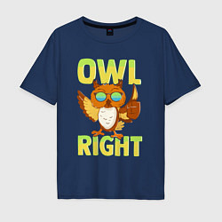 Футболка оверсайз мужская Owl right - каламбур отлично, цвет: тёмно-синий