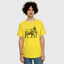 Футболка оверсайз мужская Слон замерз, цвет: желтый — фото 2