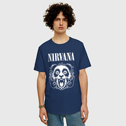 Футболка оверсайз мужская Nirvana rock panda, цвет: тёмно-синий — фото 2