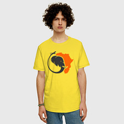 Футболка оверсайз мужская Слон и Африка, цвет: желтый — фото 2