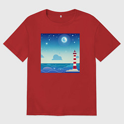 Мужская футболка оверсайз Маяк в голубом