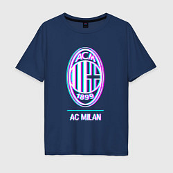 Мужская футболка оверсайз AC Milan FC в стиле glitch