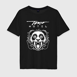 Футболка оверсайз мужская Tokio Hotel rock panda, цвет: черный