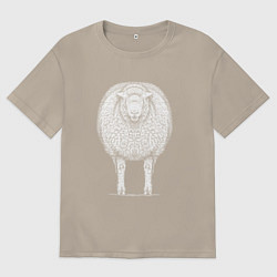 Мужская футболка оверсайз Белая овечка анфас