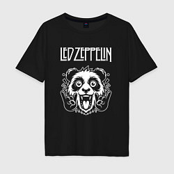 Футболка оверсайз мужская Led Zeppelin rock panda, цвет: черный