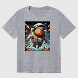 Мужская футболка оверсайз Capybara is a brave cosmonaut