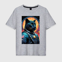 Мужская футболка оверсайз Пантера бравый космонавт - нейросеть