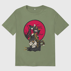 Мужская футболка оверсайз Девушка самурай с мечами